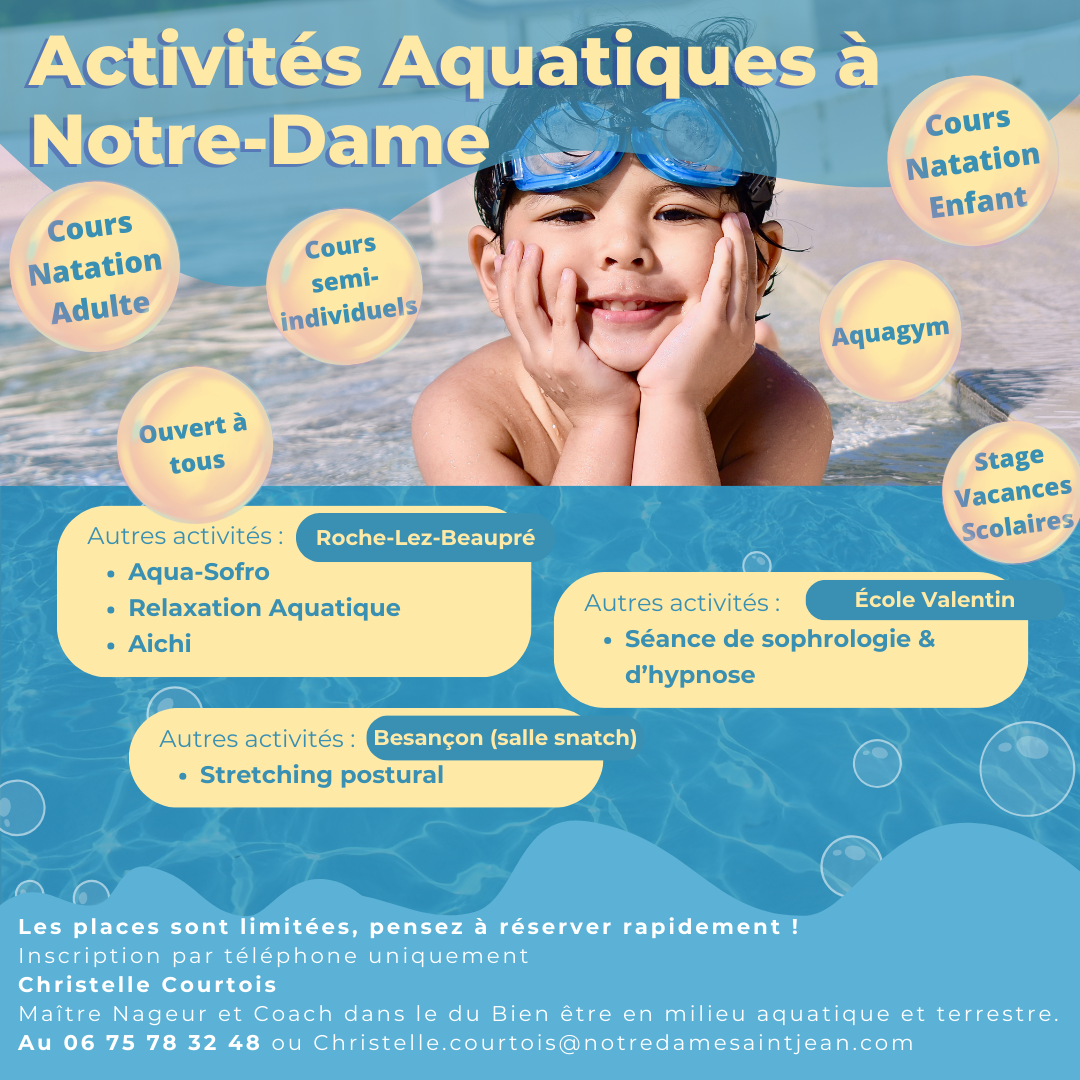 Stage NDSJ – Affiche Activités Aquatiques