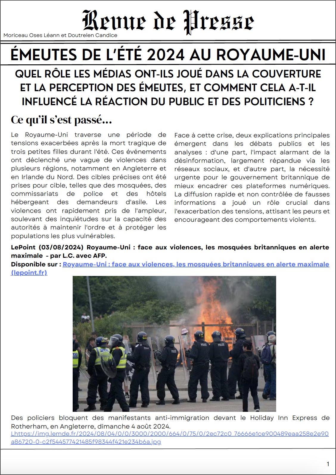 Devoir Géopolitique – Revue de Presse