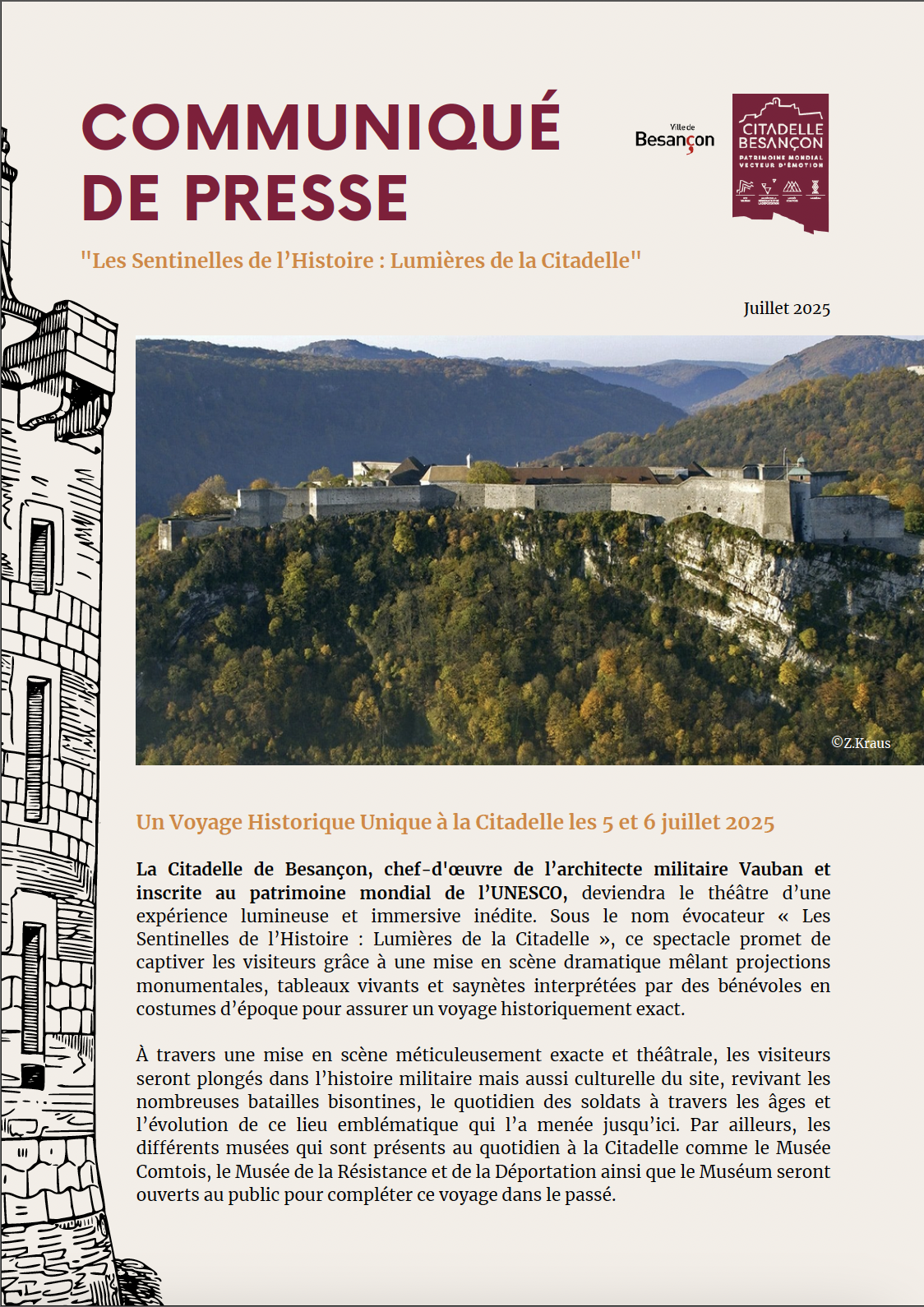 Devoir Relation Presse – Communiqué de Presse Citadelle de Besançon